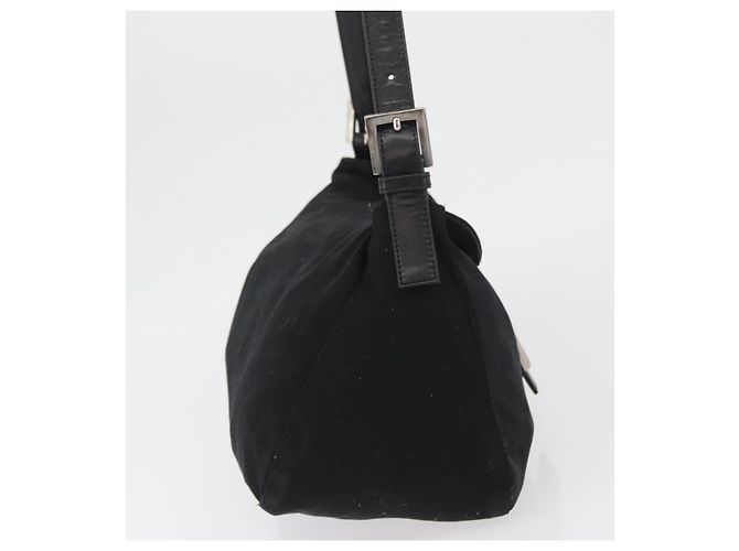 FENDI Mamma Baguette Shoulder Bag Nylon Black Silver - vista 4