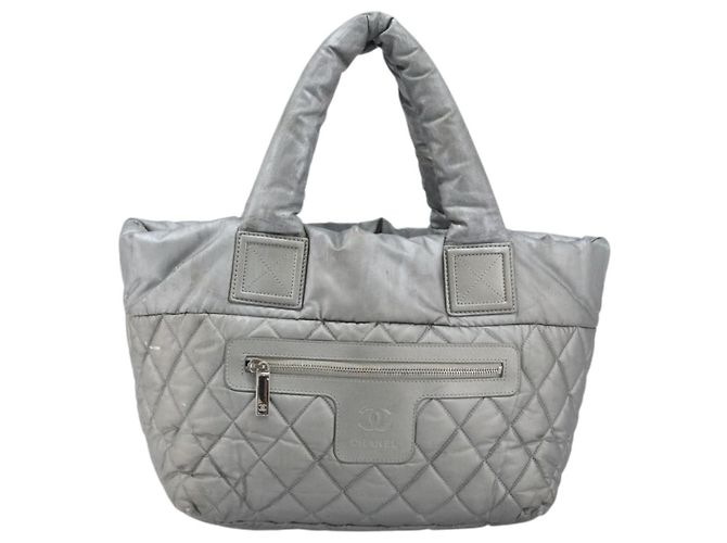 CHANEL Cococoon Hand Bag Nylon Silver CC - vista 13
