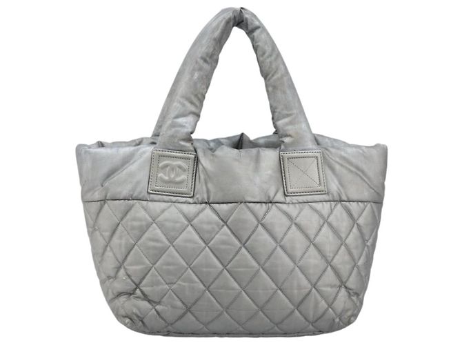 CHANEL Cococoon Hand Bag Nylon Silver CC - vista 2