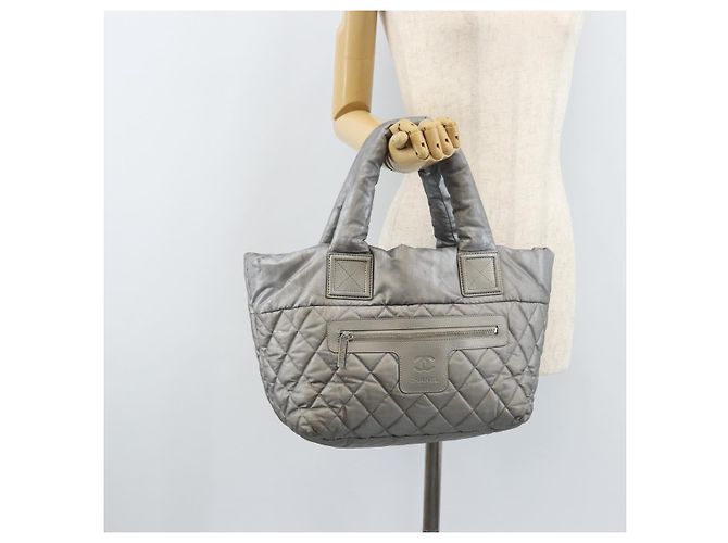 CHANEL Cococoon Hand Bag Nylon Silver CC - vista 26