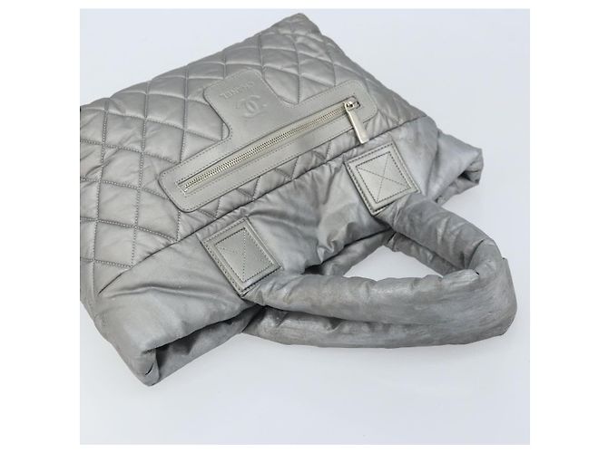CHANEL Cococoon Hand Bag Nylon Silver CC - vista 6