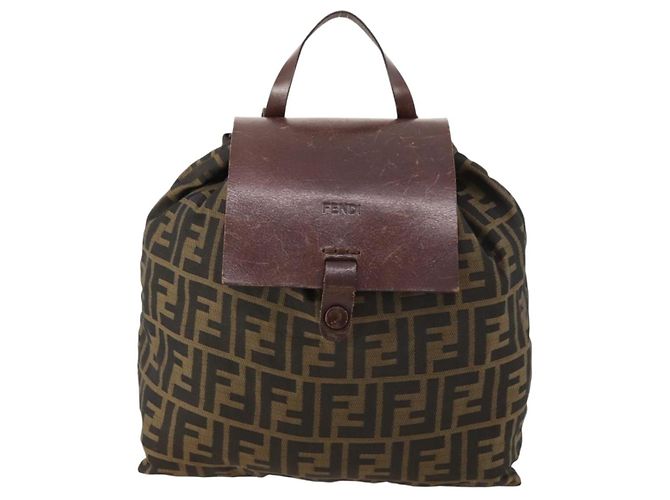 FENDI Zucca Canvas Backpack Brown Black - vista 13
