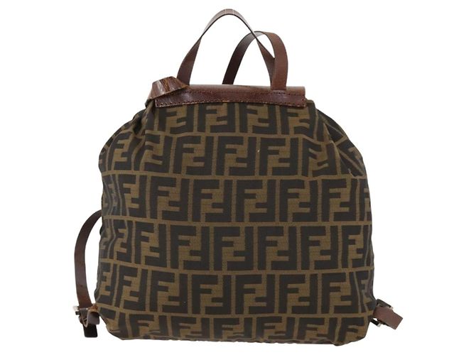 FENDI Zucca Canvas Backpack Brown Black - vista 2