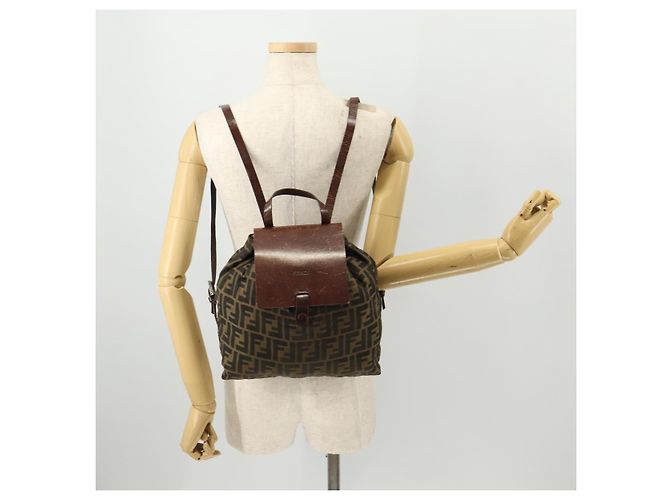 FENDI Zucca Canvas Backpack Brown Black - vista 26