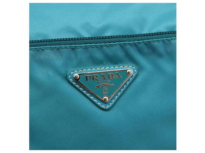 Borsa a tracolla PRADA in nylon turchese, blu e argento, autentica 177218A - vista 18