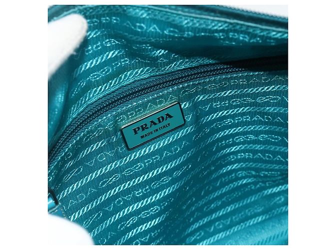 Borsa a tracolla PRADA in nylon turchese, blu e argento, autentica 177218A - vista 19