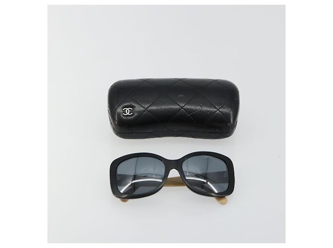 CHANEL COCO Mark Sunglasses plastic Beige Black CC - vista 12