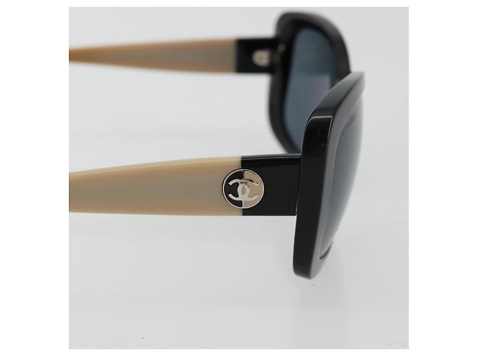 CHANEL COCO Mark Sunglasses plastic Beige Black CC - vista 8