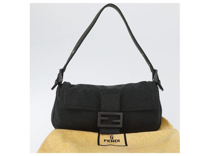 FENDI Mamma Baguette Hand Bag cotton Gray Silver - vista 12