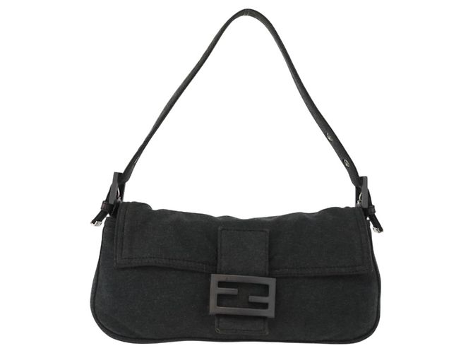 FENDI Mamma Baguette Hand Bag cotton Gray Silver - vista 13