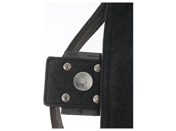 FENDI Mamma Baguette Hand Bag cotton Gray Silver - vista 18