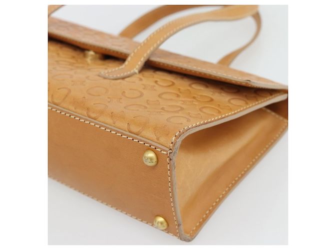 Céline CELINE C Macadam Canvas Hand Bag Leather Beige Gold - vista 10