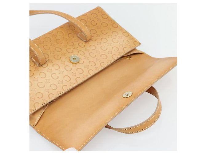 Céline CELINE C Macadam Canvas Hand Bag Leather Beige Gold - vista 14