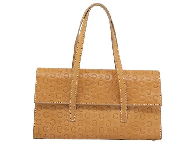 Céline CELINE C Macadam Canvas Hand Bag Leather Beige Gold - vista 2