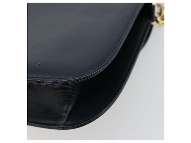 GUCCI Bamboo Chain Shoulder Bag Leather Navy Gold - vista 12