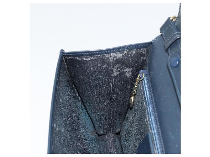 GUCCI Bamboo Chain Shoulder Bag Leather Navy Gold - vista 19
