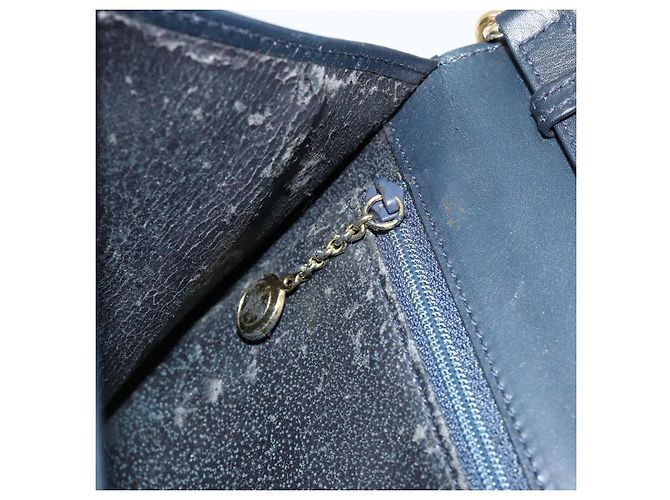 GUCCI Bamboo Chain Shoulder Bag Leather Navy Gold - vista 20