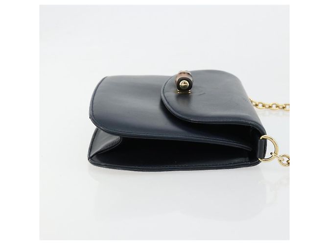 GUCCI Bamboo Chain Shoulder Bag Leather Navy Gold - vista 4