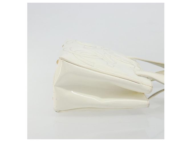 CHANEL Triple Coco Hand Bag Patent leather White CC - vista 4
