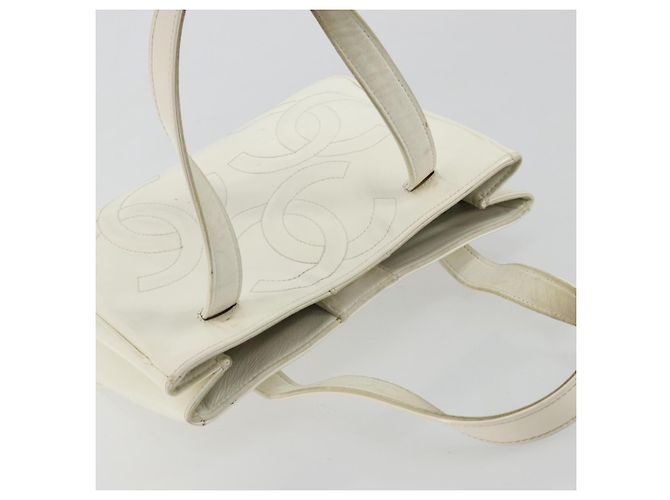 CHANEL Triple Coco Hand Bag Patent leather White CC - vista 6