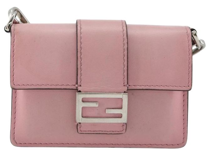 FENDI Shoulder Pouch Leather Pink Silver - vista 13