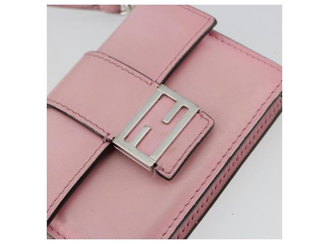 FENDI Shoulder Pouch Leather Pink Silver - vista 17
