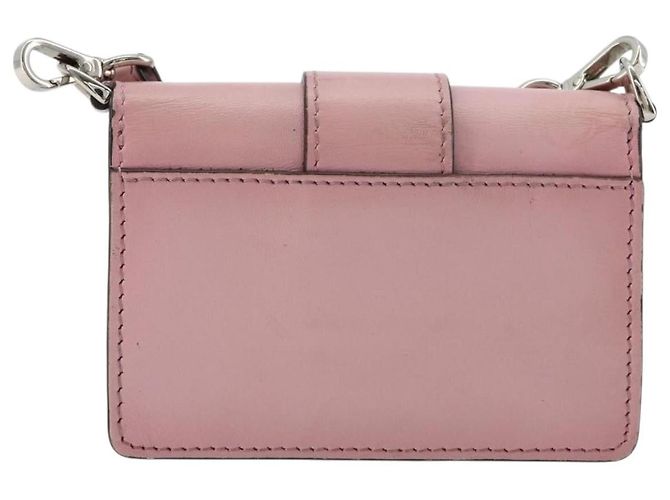 FENDI Shoulder Pouch Leather Pink Silver - vista 2