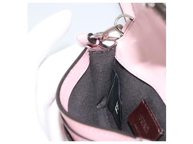 FENDI Shoulder Pouch Leather Pink Silver - vista 21