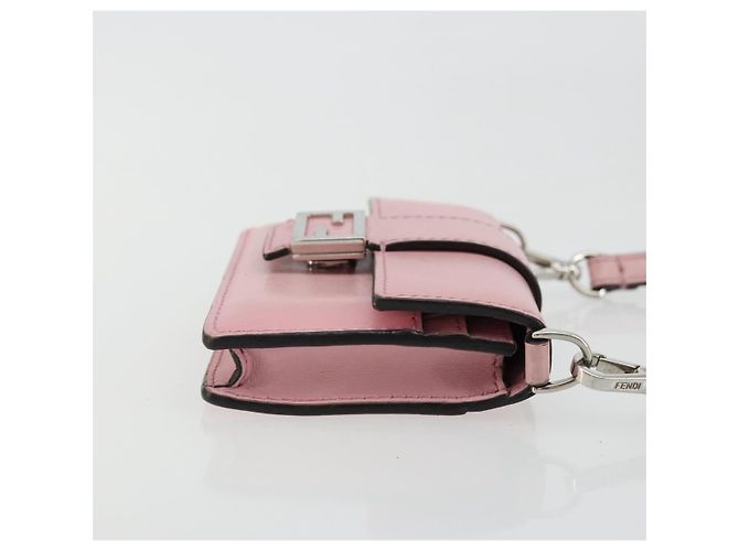 FENDI Shoulder Pouch Leather Pink Silver - vista 3