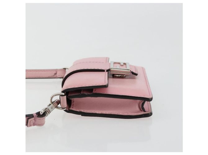 FENDI Shoulder Pouch Leather Pink Silver - vista 4