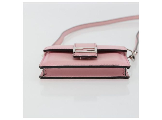 FENDI Shoulder Pouch Leather Pink Silver - vista 5