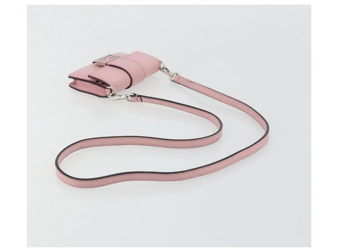 FENDI Shoulder Pouch Leather Pink Silver - vista 7