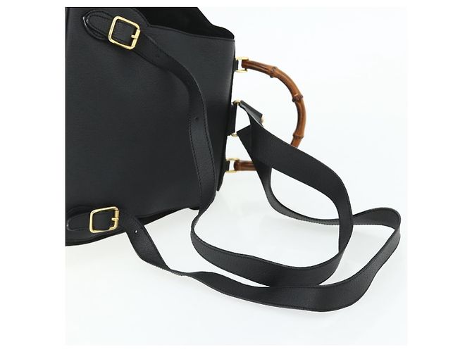 GUCCI Bamboo Backpack Suede Leather Black Gold - vista 9