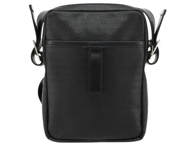 Christian Dior Shoulder Bag Coated Canvas Black Silver - vista 2