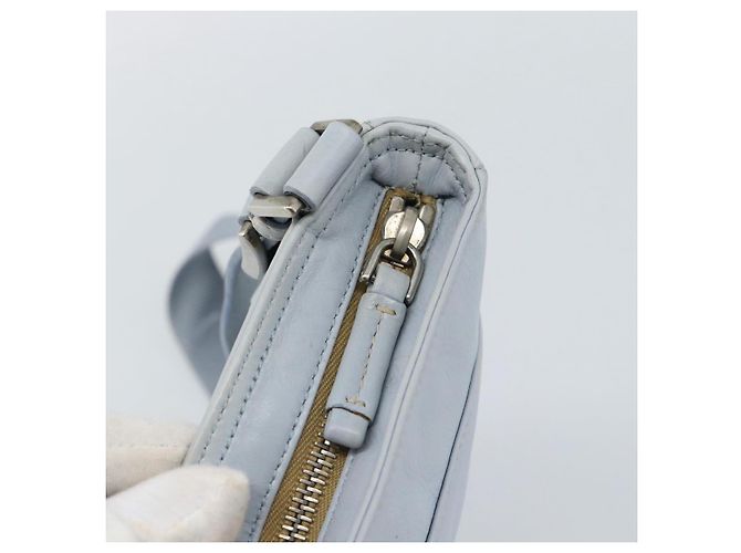 PRADA Bolsa de ombro em couro azul claro prateada - vista 10