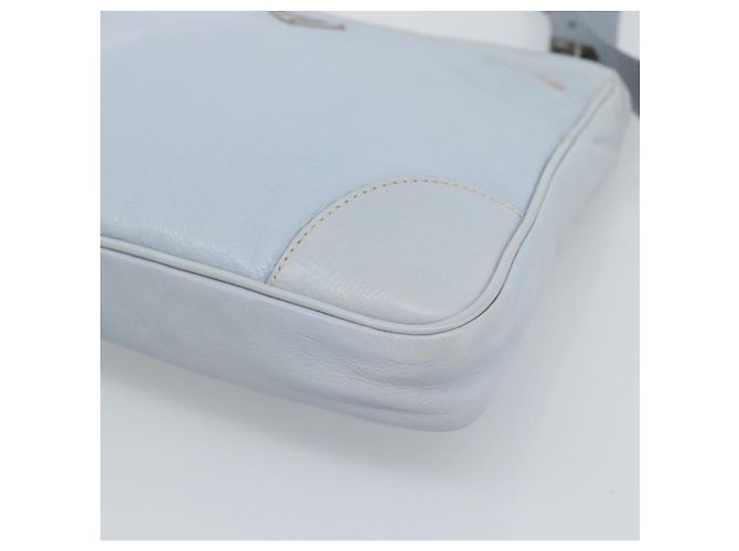 PRADA Bolsa de ombro em couro azul claro prateada - vista 14