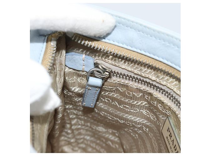 PRADA Bolsa de ombro em couro azul claro prateada - vista 20