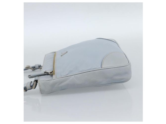 PRADA Bolsa de ombro em couro azul claro prateada - vista 3