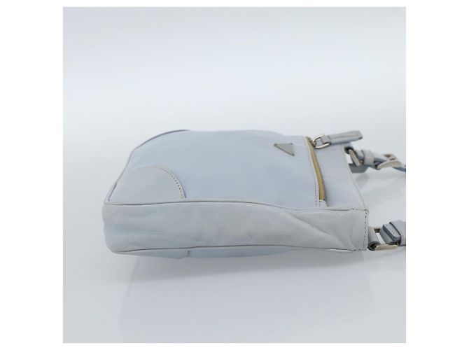PRADA Bolsa de ombro em couro azul claro prateada - vista 4
