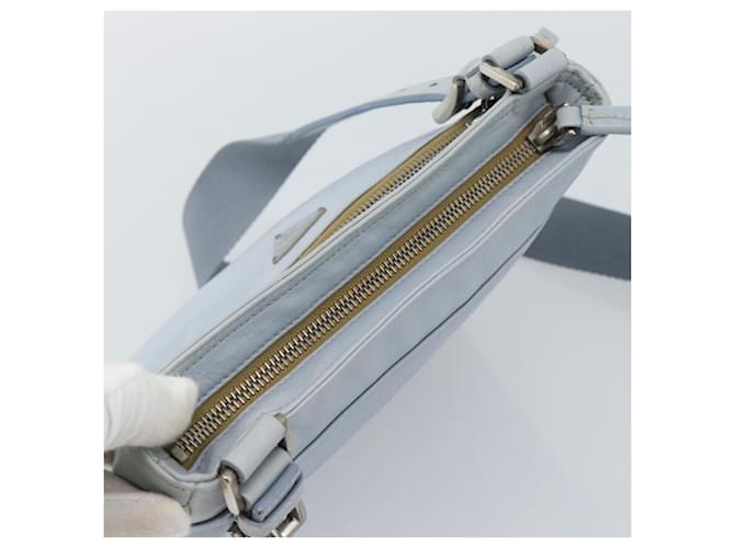 PRADA Bolsa de ombro em couro azul claro prateada - vista 6