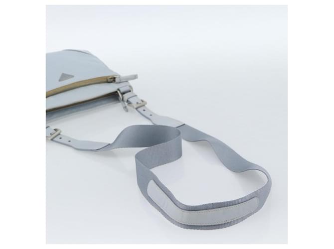 PRADA Bolsa de ombro em couro azul claro prateada - vista 7