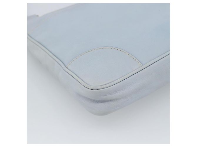 PRADA Bolsa de ombro em couro azul claro prateada - vista 9