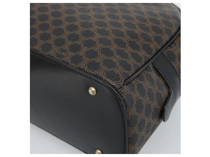 Céline CELINE Macadam Canvas Hand Bag PVC Leather Black Gold - vista 10