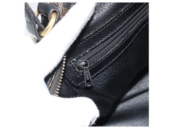 Céline CELINE Macadam Canvas Hand Bag PVC Leather Black Gold - vista 19
