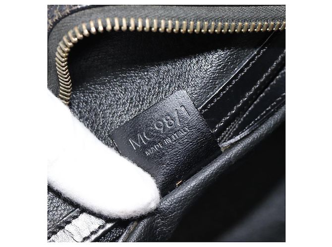 Céline CELINE Macadam Canvas Hand Bag PVC Leather Black Gold - vista 21