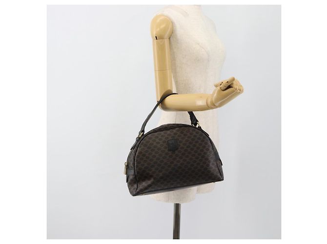 Céline CELINE Macadam Canvas Hand Bag PVC Leather Black Gold - vista 22