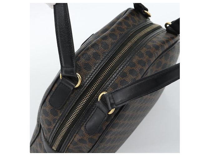 Céline CELINE Macadam Canvas Hand Bag PVC Leather Black Gold - vista 6