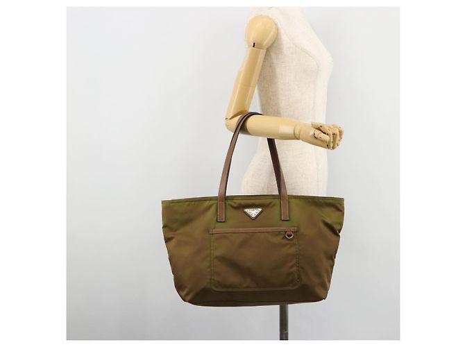PRADA Tote Bag Nylon Green Silver - vista 24