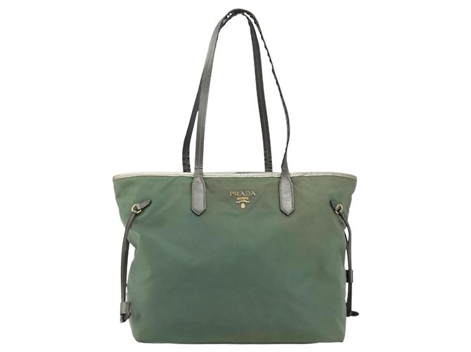 PRADA Tote Bag Nylon Grün Gold - Ansicht 13