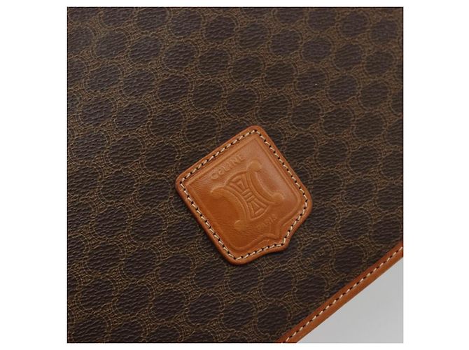 Céline CELINE Macadam Canvas Shoulder Bag PVC Leather Brown Gold - vista 14